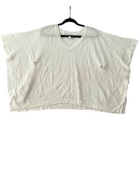 Monroe & Main White Knit Poncho Top Boho Coastal Luxe OS